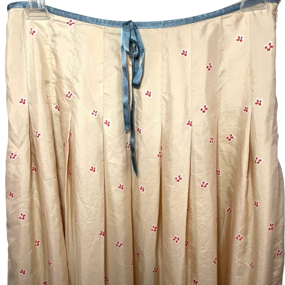 Massimo Dutti silk floral long  maxi skirt beige sz USA 10.  42/32 lined - Picture 2 of 11